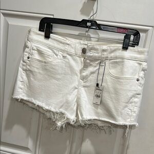 NWT Express White Stretch Denim Fray Shorts Sz 8